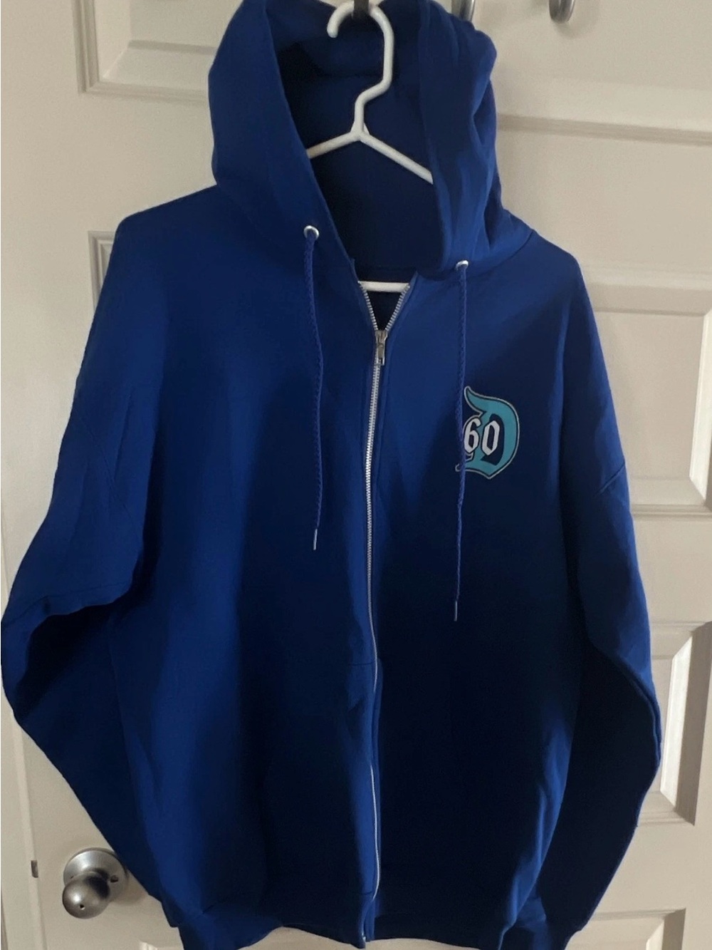 Disney Royal Blue Full-Zip Hooded Jacket with '60' Crest